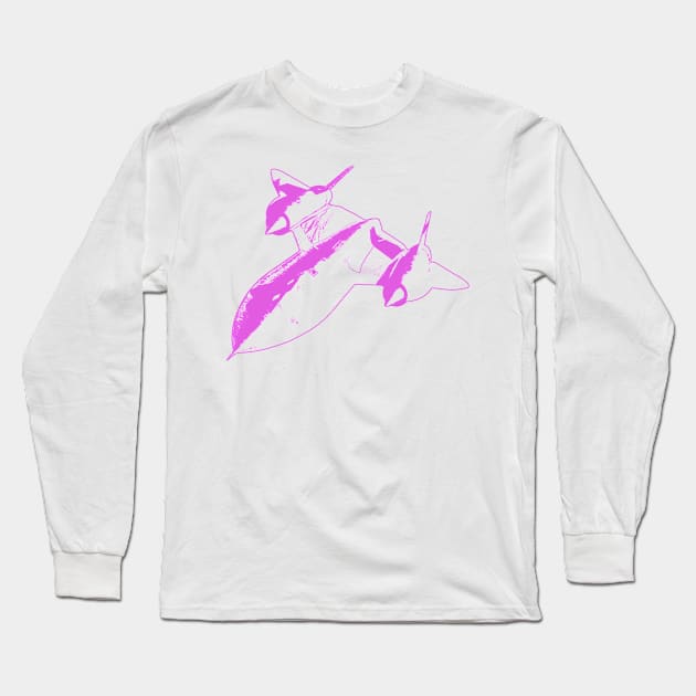 Lockheed SR-71 Blackbird - Pink Design Long Sleeve T-Shirt by PlaneJaneDesign